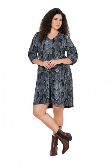 Ulla Popken 844945 Mønstret jerseykjole Svart - Jerseykjoler - 
