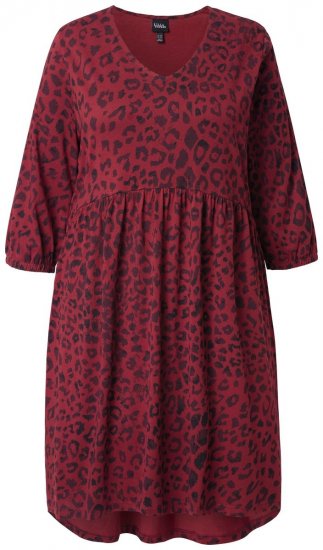 Ulla Popken 844945 A-formet jerseykjole med V-hals Plomme - Jerseykjoler - 