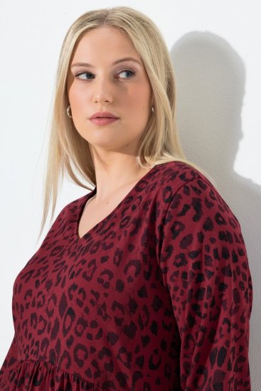 Ulla Popken 844945 A-formet jerseykjole med V-hals Plomme - Jerseykjoler - 