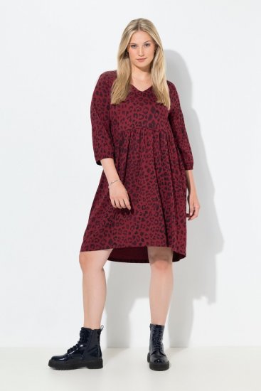 Ulla Popken 844945 A-formet jerseykjole med V-hals Plomme - Jerseykjoler - 