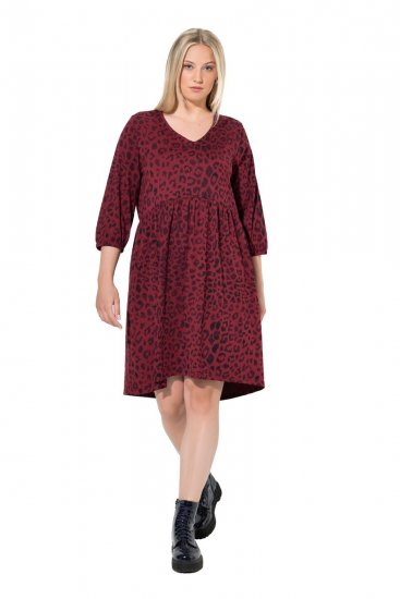 Ulla Popken 844945 A-formet jerseykjole med V-hals Plomme - Jerseykjoler - 