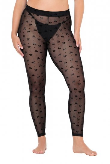 Ulla Popken 844970 Mønstrede strømpeleggings Svart - Strømpebukser & sokker - 