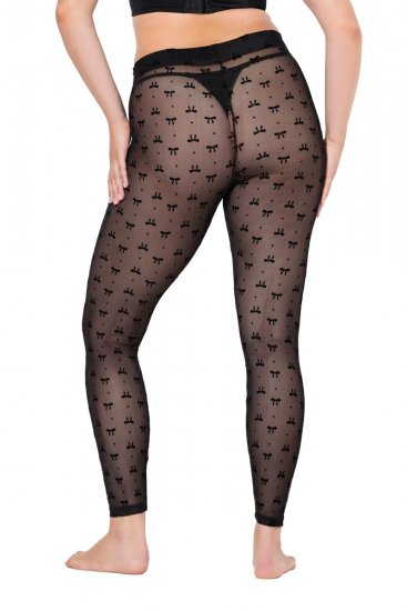 Ulla Popken 844970 Mønstrede strømpeleggings Svart - Strømpebukser & sokker - 