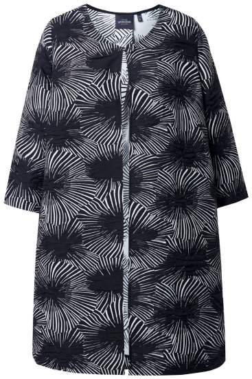 Ulla Popken 844981 Strukturert blazer med rund hals Svart - Blazere - Blazere i store størrelser for dame