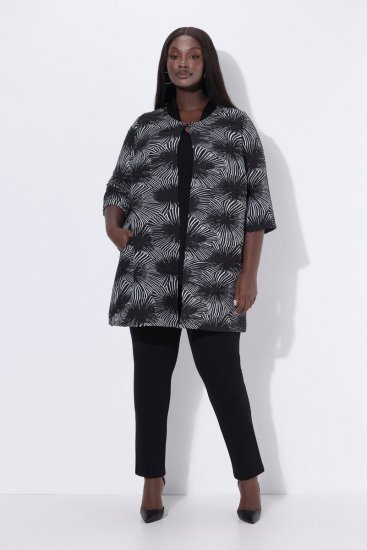 Ulla Popken 844981 Strukturert blazer med rund hals Svart - Blazere - Blazere i store størrelser for dame
