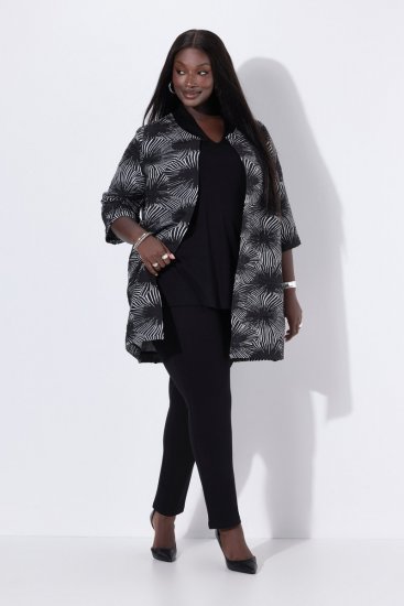 Ulla Popken 844981 Strukturert blazer med rund hals Svart - Blazere - Blazere i store størrelser for dame