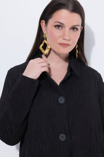 Ulla Popken 845026 Skjortejakke med sebrastruktur Svart - Jakker - Damejakker i store størrelser