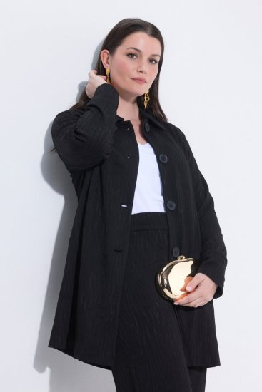 Ulla Popken 845026 Skjortejakke med sebrastruktur Svart - Jakker - Damejakker i store størrelser