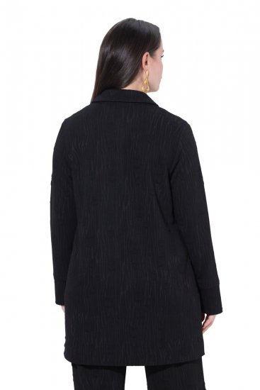 Ulla Popken 845026 Skjortejakke med sebrastruktur Svart - Jakker - Damejakker i store størrelser