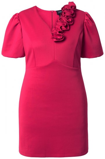 Ulla Popken 845148 Blomstret bodycon-kjole Magenta - Kjoler - Kjoler for alle størrelser