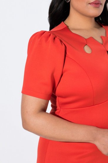 Ulla Popken 845150 Kortermet bodycon-kjole Rød - Kjoler - Kjoler for alle størrelser