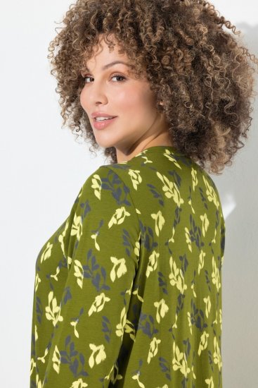 Ulla Popken 845190 Blomstret jerseykjole Turkis - Jerseykjoler - 