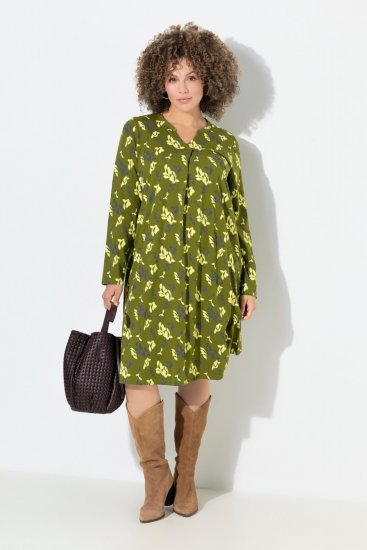 Ulla Popken 845190 Blomstret jerseykjole Turkis - Jerseykjoler - 