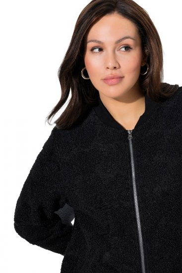 Ulla Popken 845262 Teddyjakke Svart - Jakker - Damejakker i store størrelser