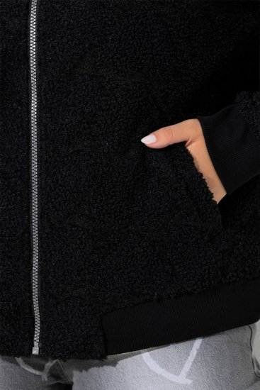 Ulla Popken 845262 Teddyjakke Svart - Jakker - Damejakker i store størrelser