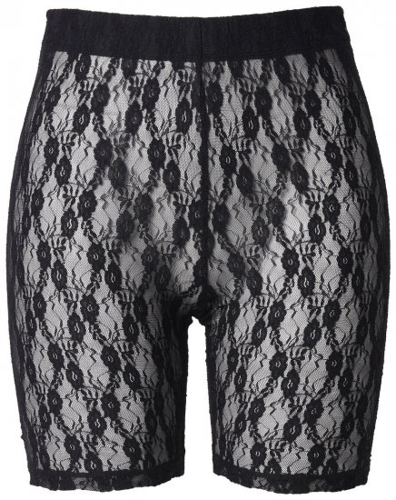 Ulla Popken 845290 Blomstrete antignagshorts med blonder Svart - Antignagshorts - 