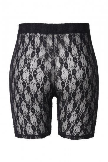 Ulla Popken 845290 Blomstrete antignagshorts med blonder Svart - Antignagshorts - 