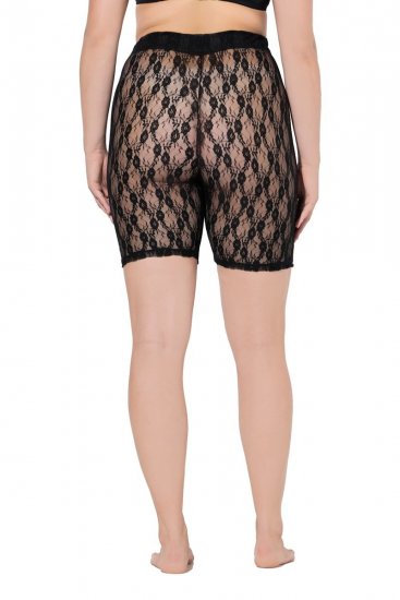 Ulla Popken 845290 Blomstrete antignagshorts med blonder Svart - Antignagshorts - 