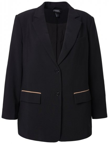 Ulla Popken 845336 Oversized stretchblazer med to knapper Svart - Blazere - Blazere i store størrelser for dame