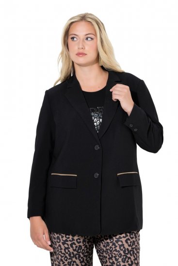 Ulla Popken 845336 Oversized stretchblazer med to knapper Svart - Blazere - Blazere i store størrelser for dame
