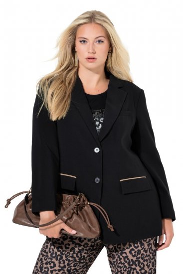 Ulla Popken 845336 Oversized stretchblazer med to knapper Svart - Blazere - Blazere i store størrelser for dame
