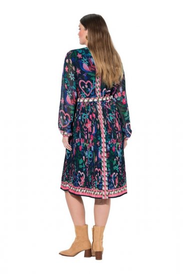 Ulla Popken 845649 Blomstret chiffongkjole Mørkeblå - Midikjoler - Midikjoler i store størrelser