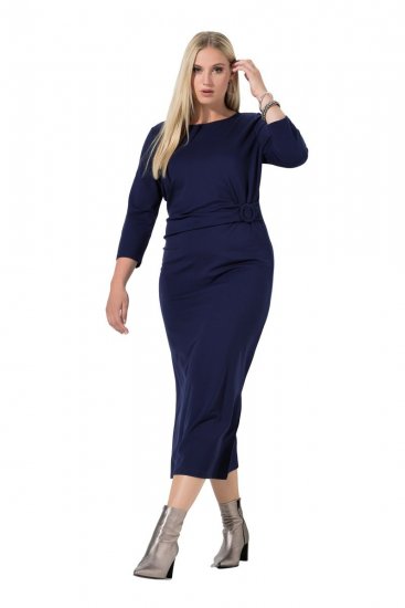 Ulla Popken 845705 Jerseykjole Mørkeblå - Midikjoler - Midikjoler i store størrelser