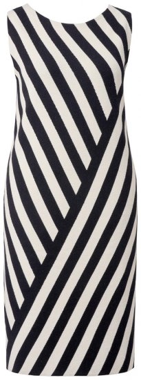 Ulla Popken 845784 Stripete strikket kjole Svart - Sommerkjoler - Sommerkjoler for kvinner i store størrelser