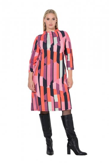 Ulla Popken 845794 Mønstret jerseykjole Rosa - Kjoler - Kjoler for alle størrelser