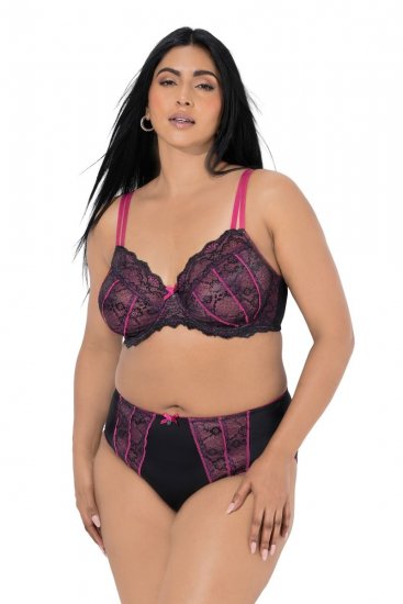 Ulla Popken 845885 Blomstrete truser med blonder Rosa - Truser - 