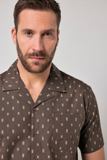 JP1880 Boxy Cuba Short Sleeve Shirt Brown - Skjorter - Store skjorter - 2XL-8XL
