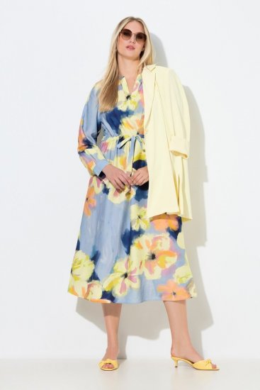 Ulla Popken 846330 Blomstret maxikjole Lyseblå - Maxikjoler - Maxikjoler for damer i store størrelser