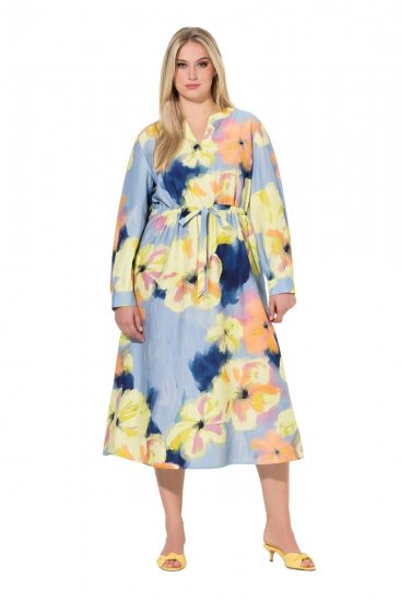 Ulla Popken 846330 Blomstret maxikjole Lyseblå - Maxikjoler - Maxikjoler for damer i store størrelser