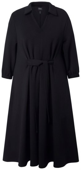 Ulla Popken 846373 Midikjole med knytebelte Svart - Midikjoler - Midikjoler i store størrelser
