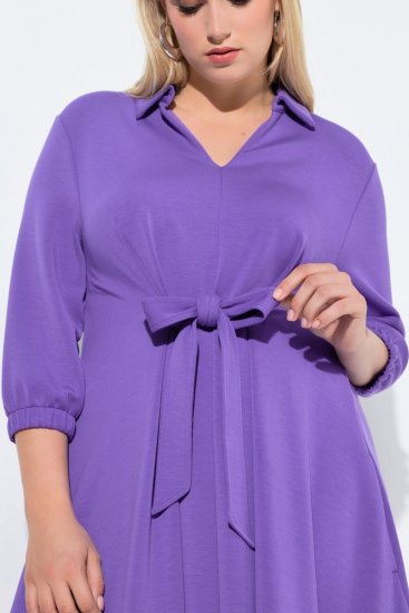 Ulla Popken 846373 A-formet sweatkjole med 3/4-ermer Lilla - Kjoler - Kjoler for alle størrelser