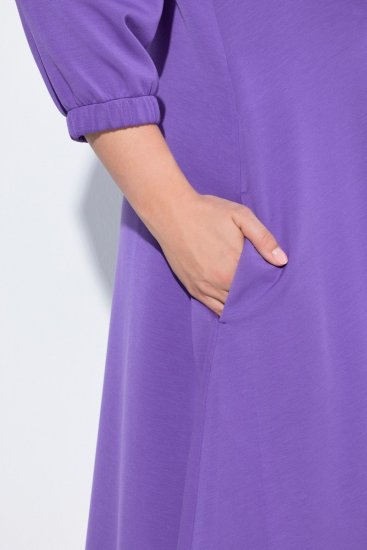 Ulla Popken 846373 A-formet sweatkjole med 3/4-ermer Lilla - Kjoler - Kjoler for alle størrelser