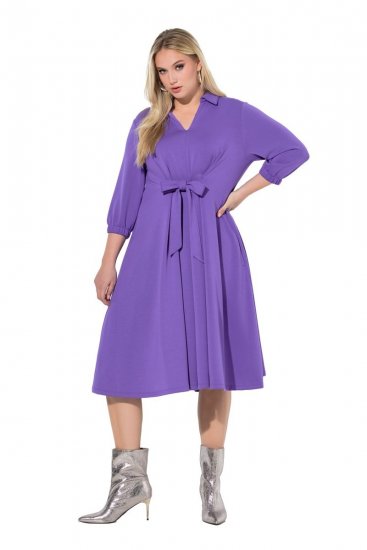 Ulla Popken 846373 A-formet sweatkjole med 3/4-ermer Lilla - Kjoler - Kjoler for alle størrelser