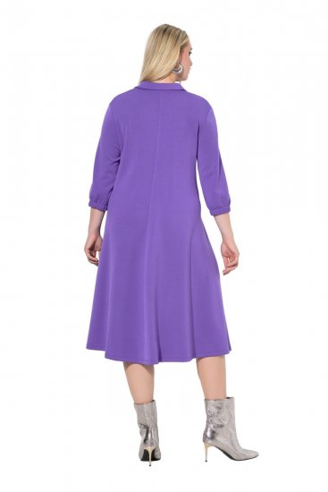 Ulla Popken 846373 A-formet sweatkjole med 3/4-ermer Lilla - Kjoler - Kjoler for alle størrelser