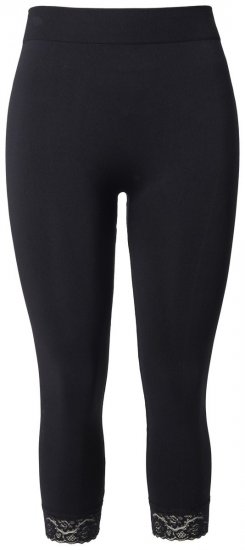 Ulla Popken 846491 3/4-strømpeleggings med blonder Svart - Strømpebukser & sokker - 