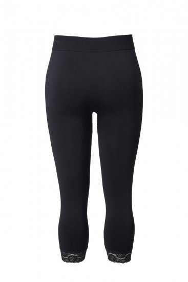 Ulla Popken 846491 3/4-strømpeleggings med blonder Svart - Strømpebukser & sokker - 