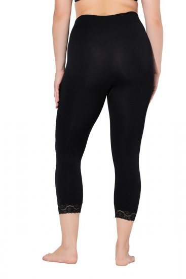 Ulla Popken 846491 3/4-strømpeleggings med blonder Svart - Strømpebukser & sokker - 