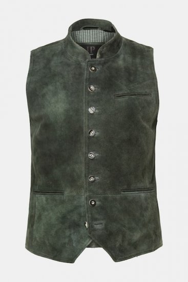 JP1880 846808 Skinnvest i geiteruskinn Mørk oliven - Trachten & Oktoberfest - Oktoberfestklær i store størrelser (Trachten)