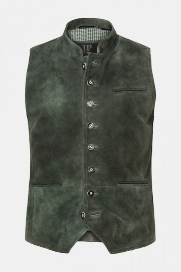 JP1880 846808 Skinnvest i geiteruskinn Mørk oliven - Trachten & Oktoberfest - Oktoberfestklær i store størrelser (Trachten)
