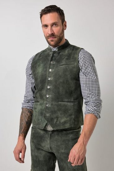 JP1880 846808 Skinnvest i geiteruskinn Mørk oliven - Trachten & Oktoberfest - Oktoberfestklær i store størrelser (Trachten)