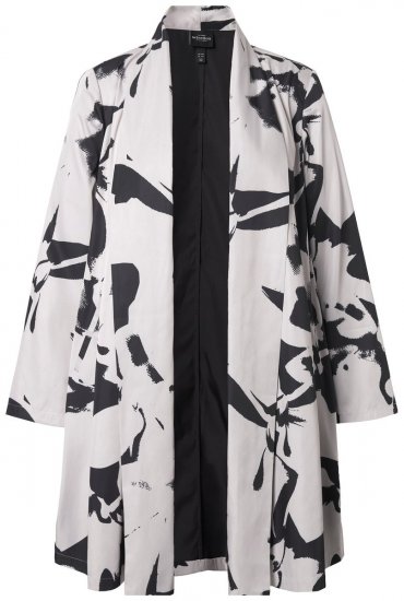 Ulla Popken 846923 Mønstret blazer med sjalskrage Taupe - Blazere - Blazere i store størrelser for dame