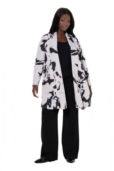 Ulla Popken 846923 Mønstret blazer med sjalskrage Taupe - Blazere - Blazere i store størrelser for dame