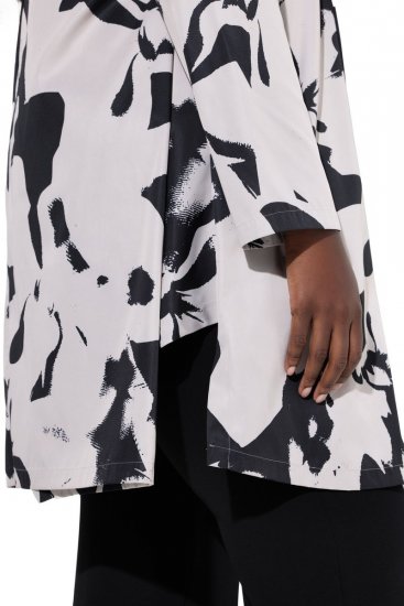 Ulla Popken 846923 Mønstret blazer med sjalskrage Taupe - Blazere - Blazere i store størrelser for dame