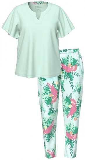 Ulla Popken 846971 Mønstret pyjamas Lysegrønn - Pyjamas/Loungewear - 