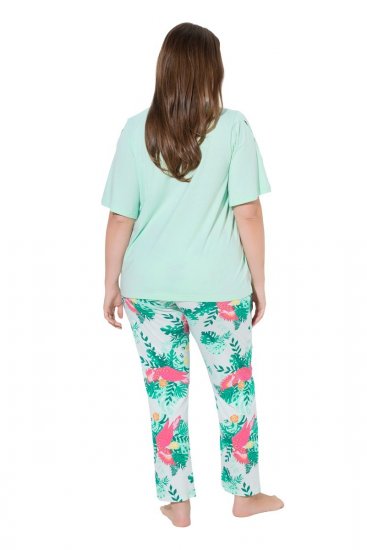 Ulla Popken 846971 Mønstret pyjamas Lysegrønn - Pyjamas/Loungewear - 