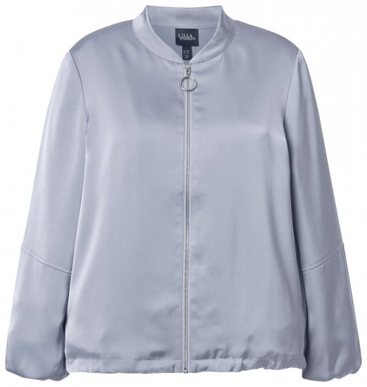 Ulla Popken 847191 Skimrende blousonjakke med collegekrage Grå - Jakker - Damejakker i store størrelser